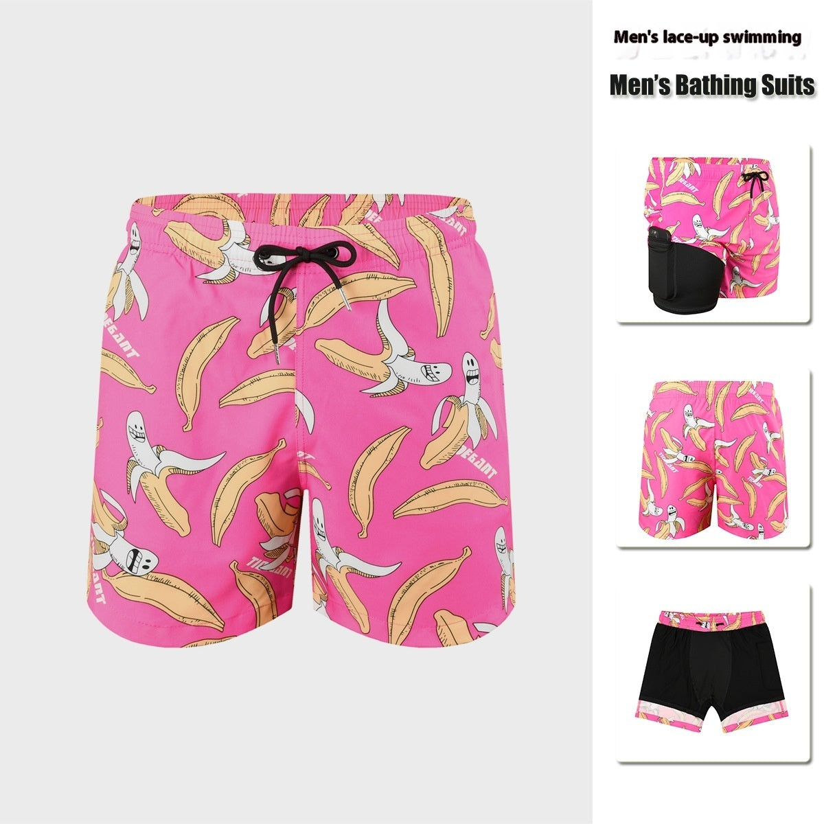 Men's Double-Layer Swimming Trunks | Lined Board Shorts S-XXL