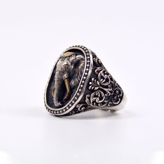 Unisex Copper Ganesh Elephant Ring – Retro Adjustable Spiritual Band