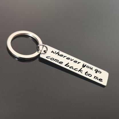 Stainless Steel Letter Keychain | Polished Initial Pendant Charm