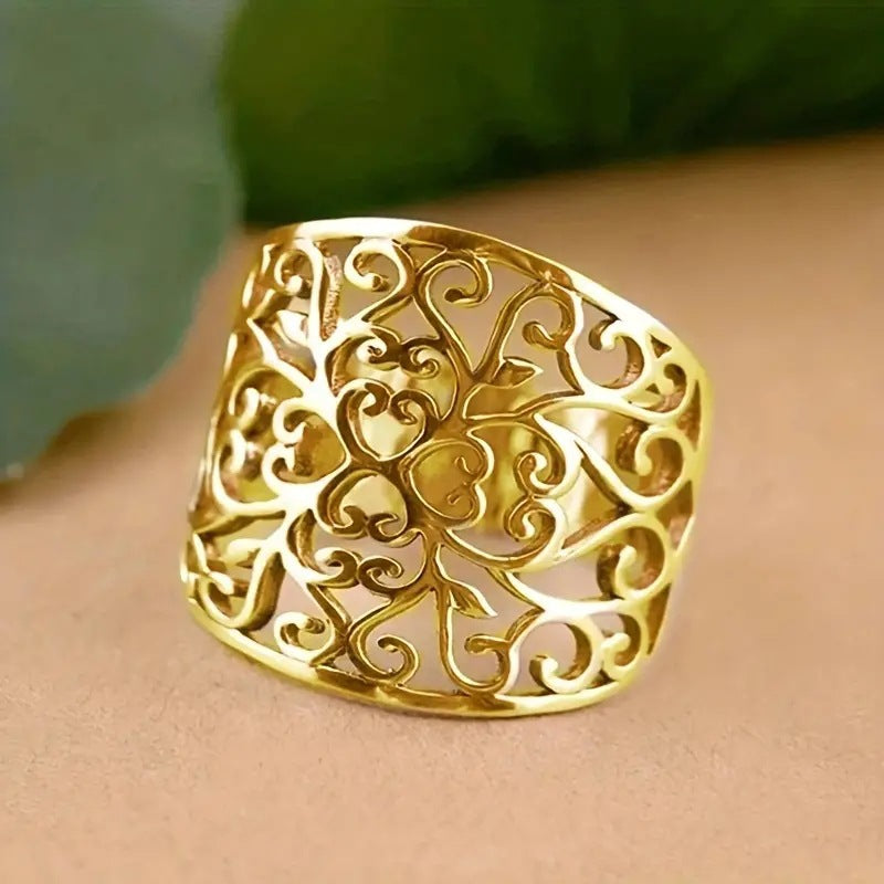Geometric Openwork Diamond Pattern Ring | Electroplated Copper Unisex Ring