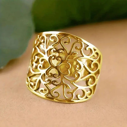 Geometric Openwork Diamond Pattern Ring | Electroplated Copper Unisex Ring