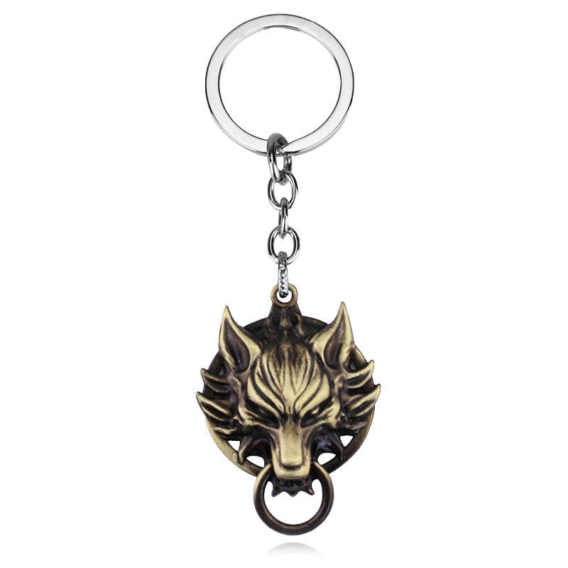 Wolf Head Alloy Keychain | Zinc Animal Charm Pendant | Bronze & Antique Silver