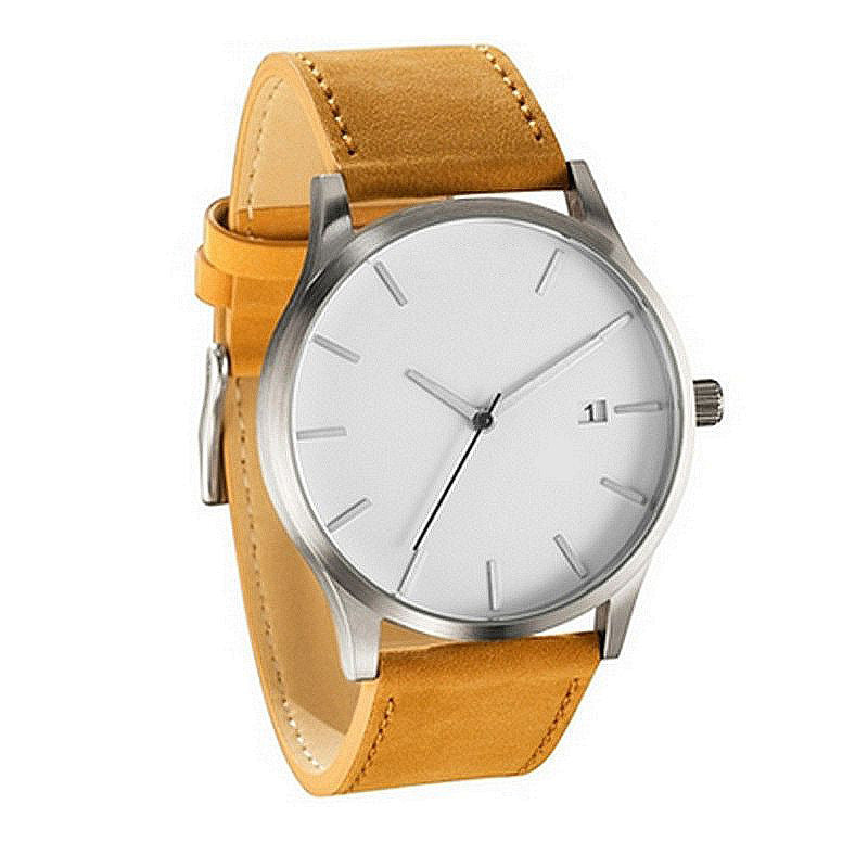 Men's Matte Leather Quartz Watch with Calendar – 4 Styles