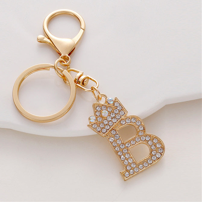 Crystal Crown Initial Letter Keychain A-Z