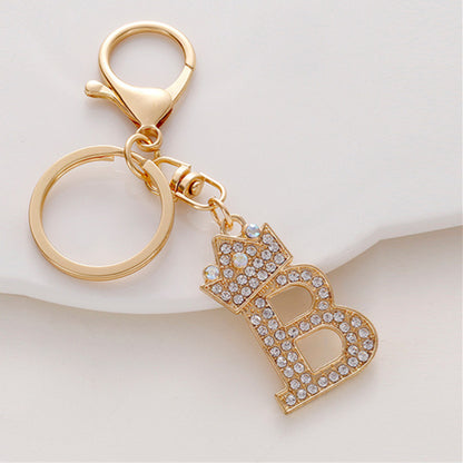 Crystal Crown Initial Letter Keychain A-Z