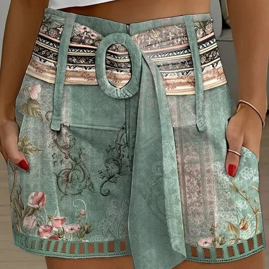 Women's Lace-Trim Printed Casual Shorts | Cotton-Linen | 4 Colours