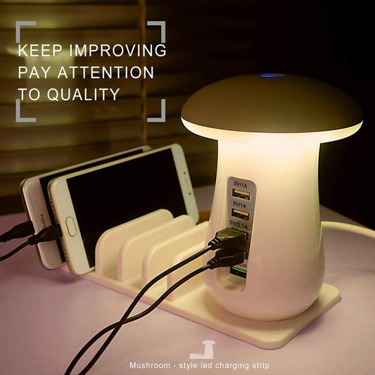 2-in-1 Mushroom LED Desk Lamp with USB Charging Dock QC 3.0
