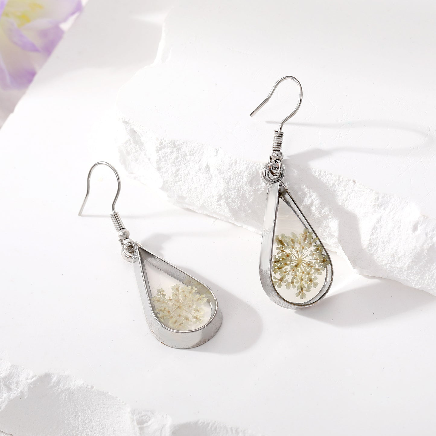 Dried Flower Waterdrop Jewellery | Resin Botanical Necklace & Earrings