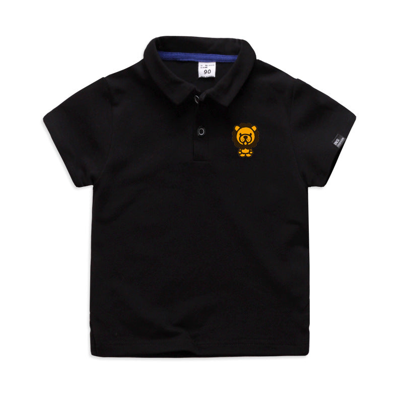 Children's Solid Colour Polo T-Shirt | Cotton Lapel Short Sleeve