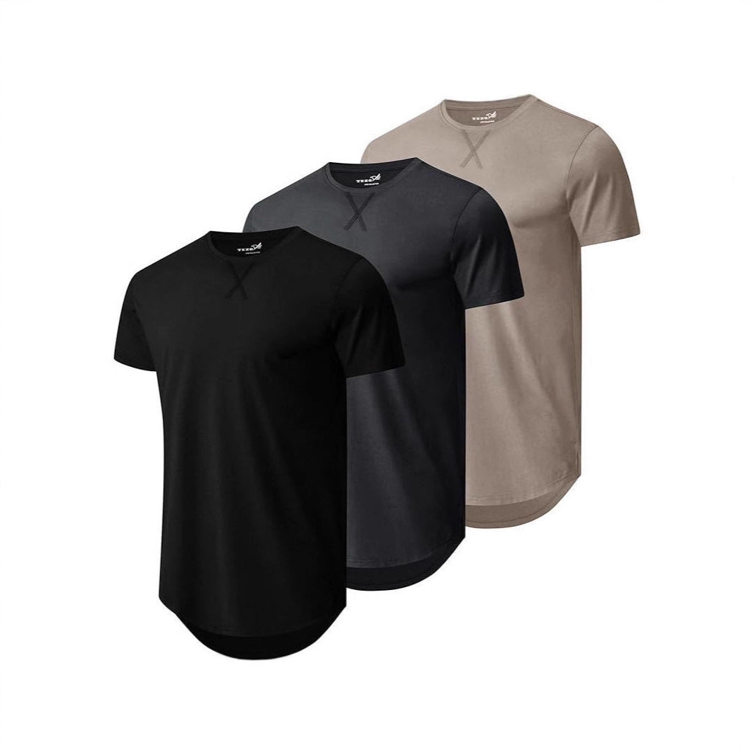 Men's Printed Mesh Cotton Blend T-Shirt - Loose Fit Crew Neck 14 Colours S-3XL