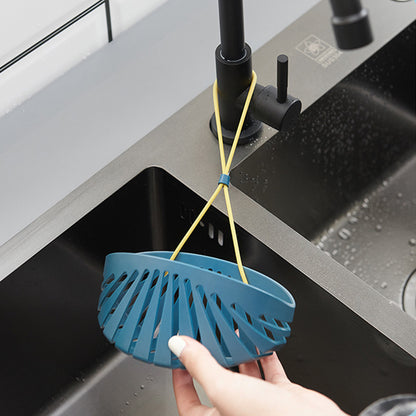 Shell-Shaped Kitchen Sink Drain Bag with Lanyard | Blue & White