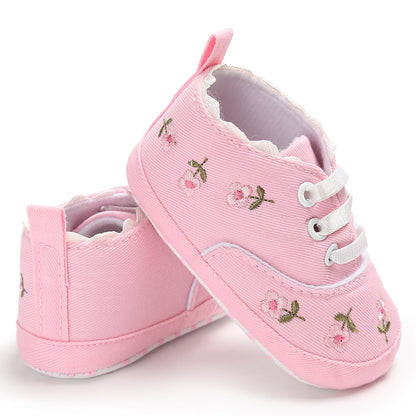 Girls' Floral Folk-Style Baby Toddler Shoes - Canvas Elastic Band Flat Sole