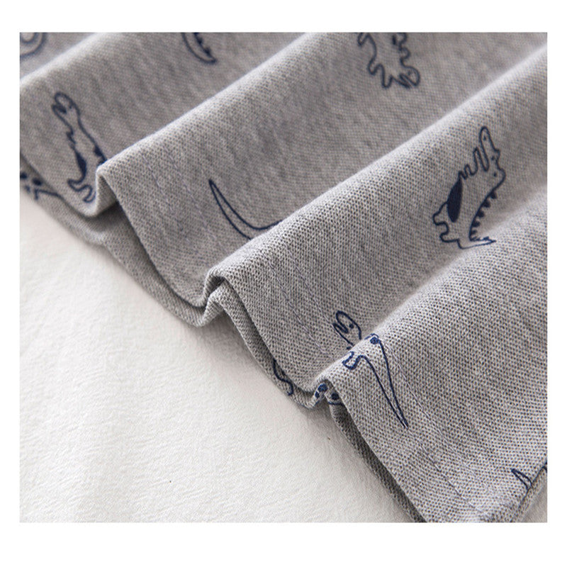 Boys' Cartoon Print Cotton Short Sleeve T-Shirt | Grey & White