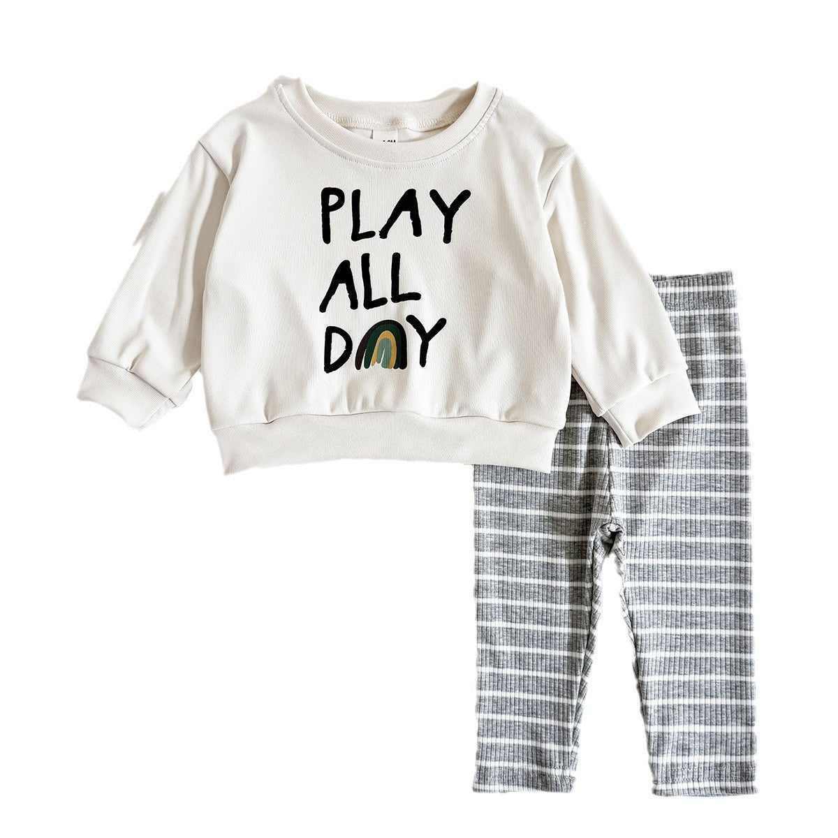 Baby & Toddler Striped Letter Print Long-Sleeve Top & Trousers Set | Ages 6M–3Y