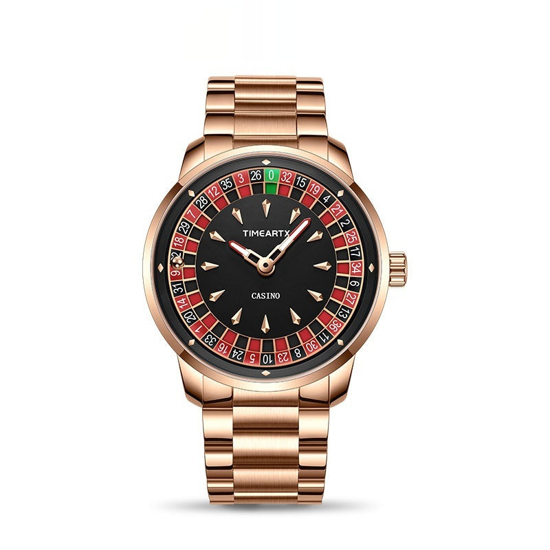 Men's Luminous Waterproof Quartz Watch – Rose Gold & Silver