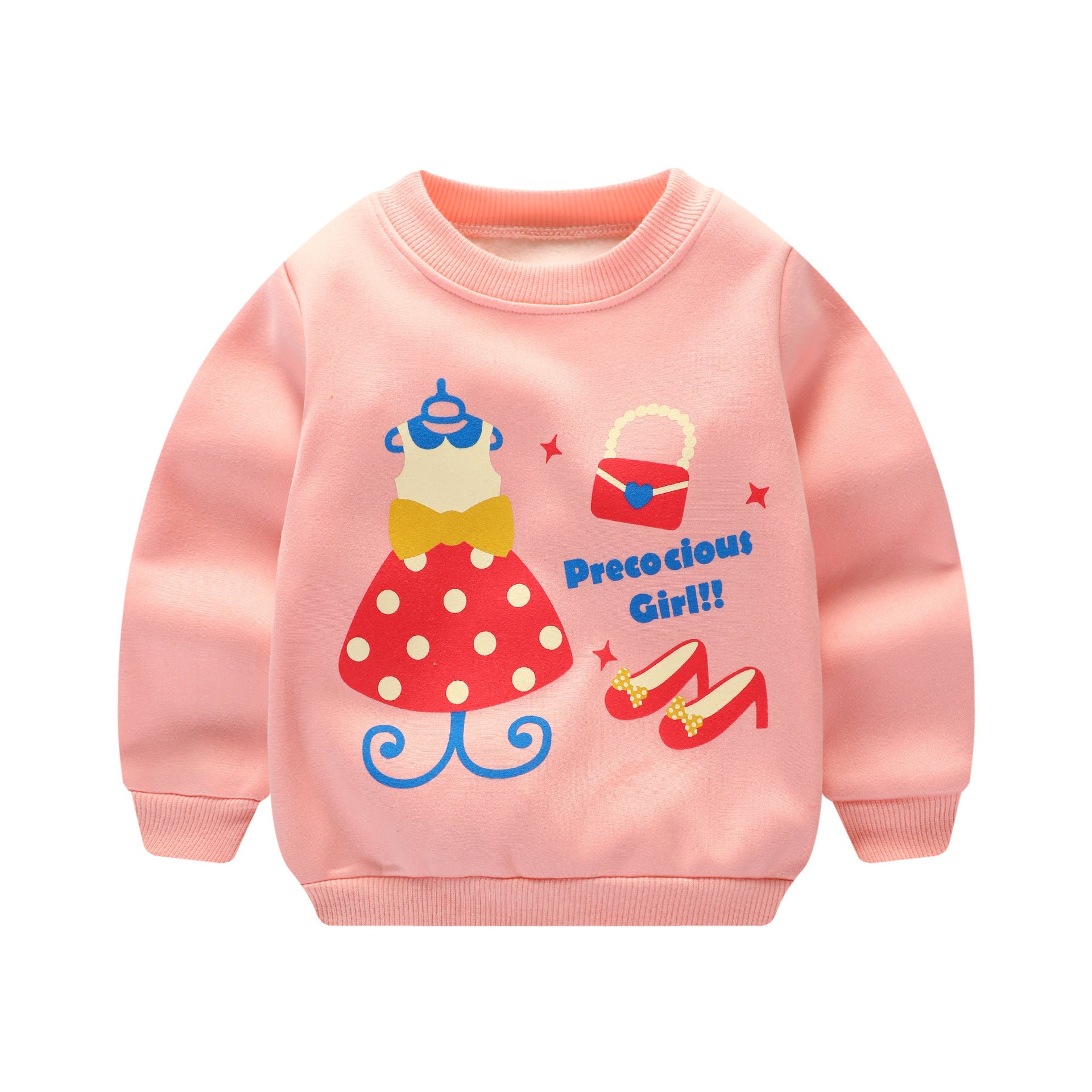 Kids Fleece-Lined Cartoon Print Sweatshirt | Unisex Winter Jumper