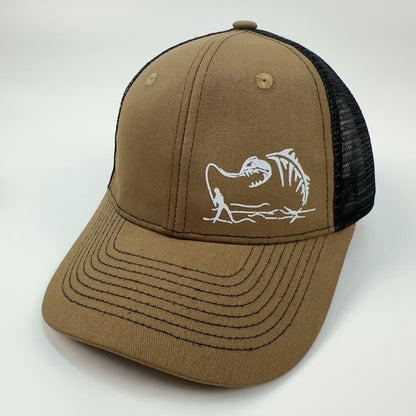 Two-Tone Mesh Baseball Cap - Fishbone Pattern Embroidered Unisex