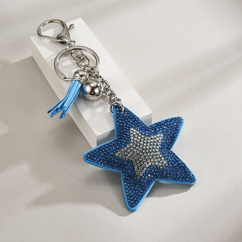 Velvet Pentagram Star Tassel Keychain | 8 Colours