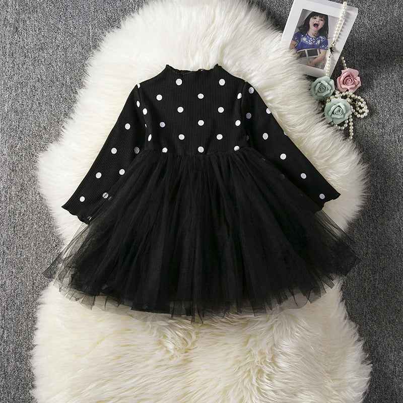 Girls Long Sleeve Tutu Lace Dress – Birthday, Christening & Party Gown