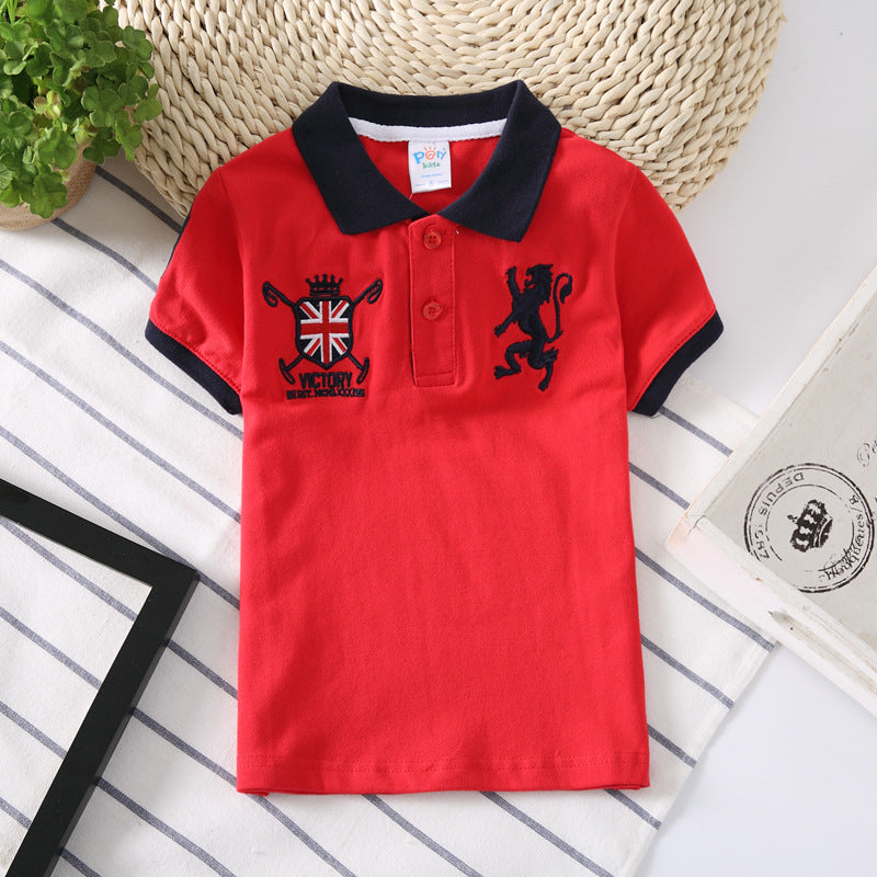 Boys' Short Sleeve Cotton Polo Shirt | Lapel Collar Kids Top 90–165cm