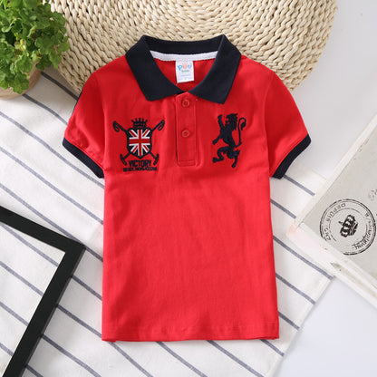 Boys' Short Sleeve Cotton Polo Shirt | Lapel Collar Kids Top 90–165cm
