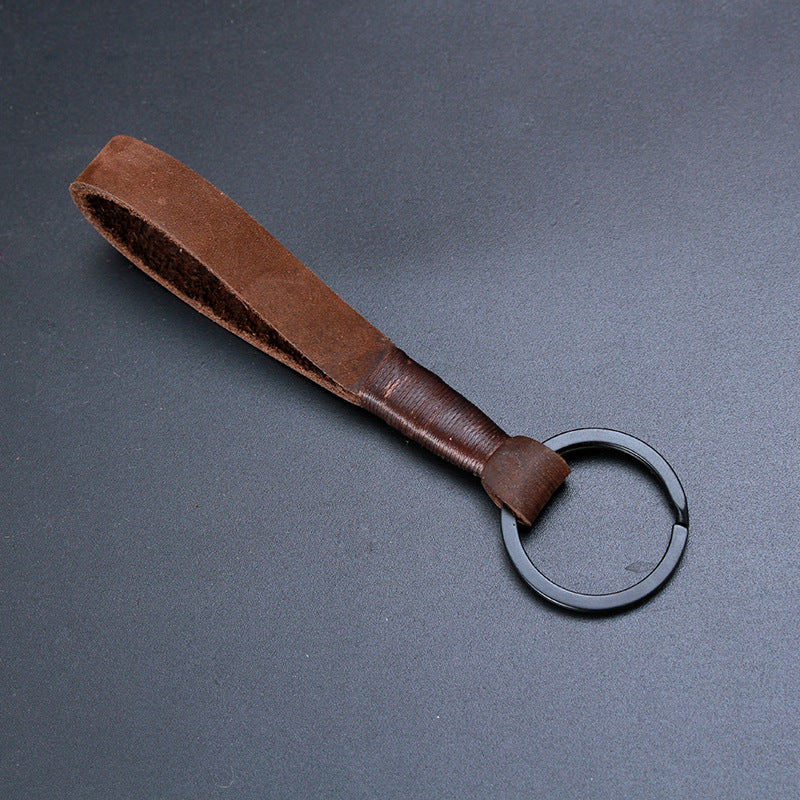 Genuine Cowhide Leather Keychain | Minimalist Skin-Grain Strap | 7 Colours