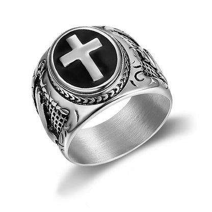 Men's Titanium Steel Geometric Epoxy Ring – European Style Band