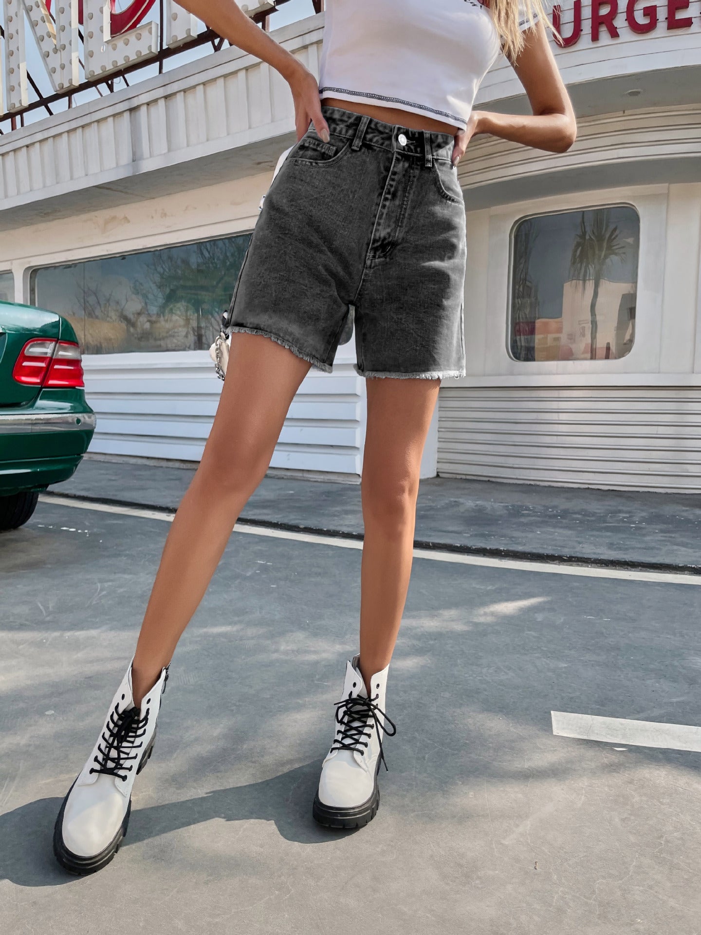 Women's High-Waist Loose Denim Shorts | Straight Leg | 12 Colours