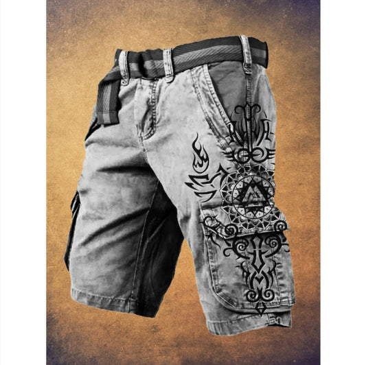 Men's 3D Print Zip-Fly Cargo Shorts