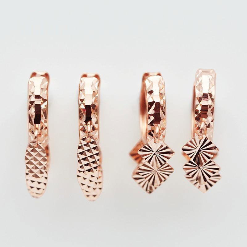 Geometric Willow Leaf Drop Earrings in Rose Gold