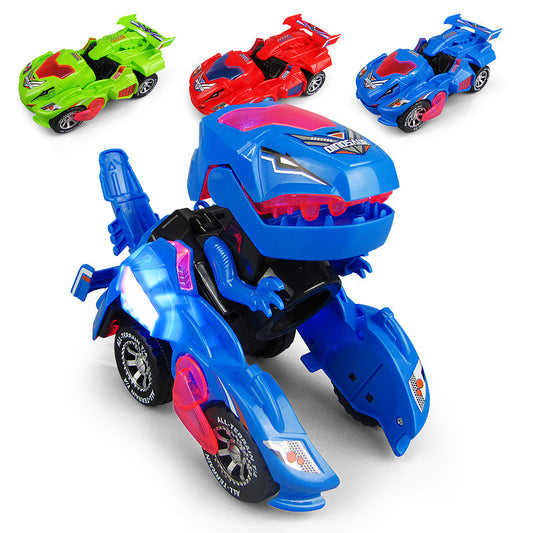 Electric Deformation Dinosaur Toy Car - Light Music Motion Control Blue Red Green