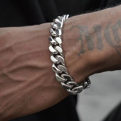 Men's Silver Cuban Chain Bracelet | Titanium Steel