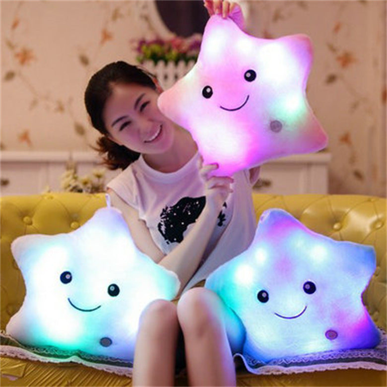 Glow-in-the-Dark Star Plush Pillow | LED Light Up | Gift