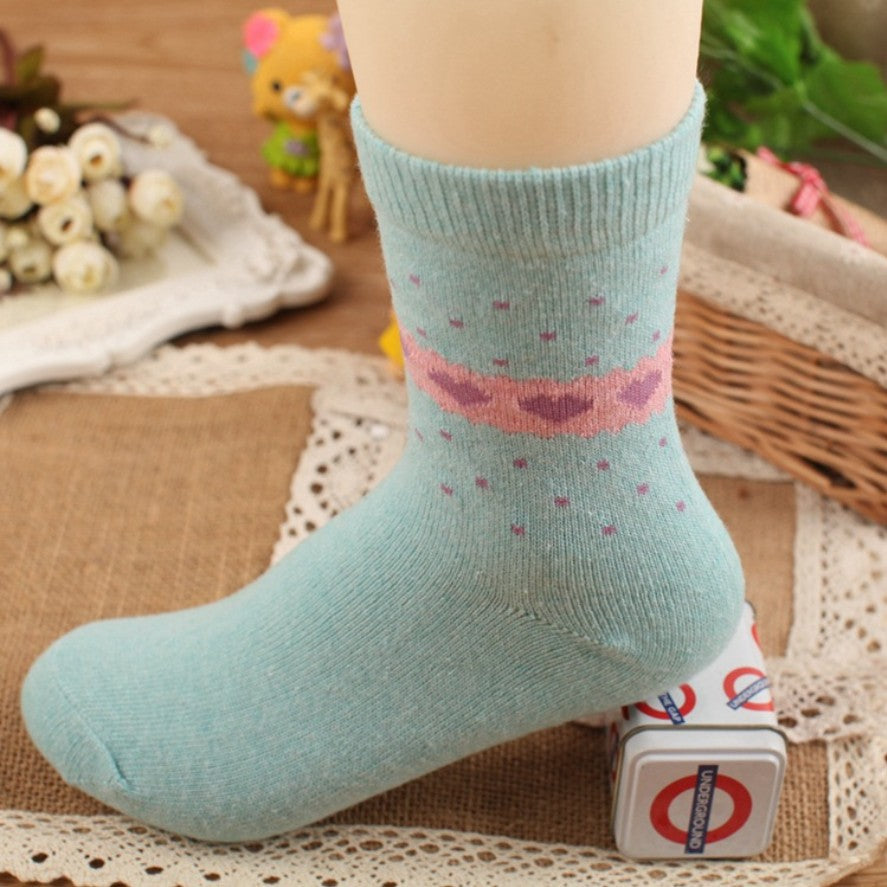 Women's Thick Rabbit Wool Cartoon Jacquard Socks | Mid-Tube
