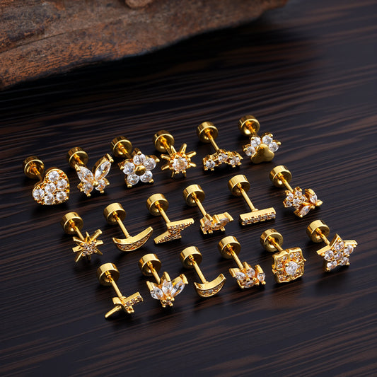 Micro-Set Zircon Ear Cuff | Minimalist Stainless Steel Single Ear Stud