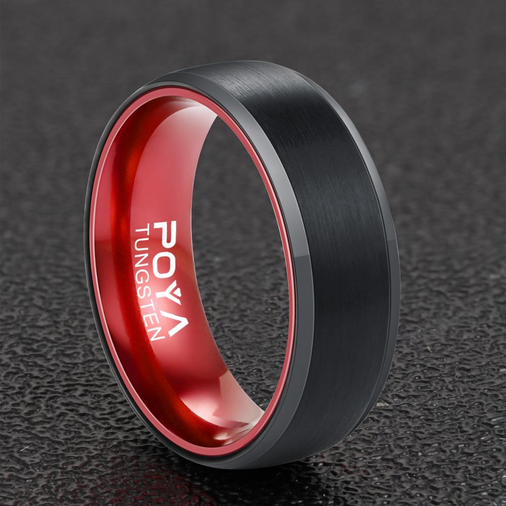 Men's Tungsten Steel Ring – Classic Geometric Band with Red Inner Lining