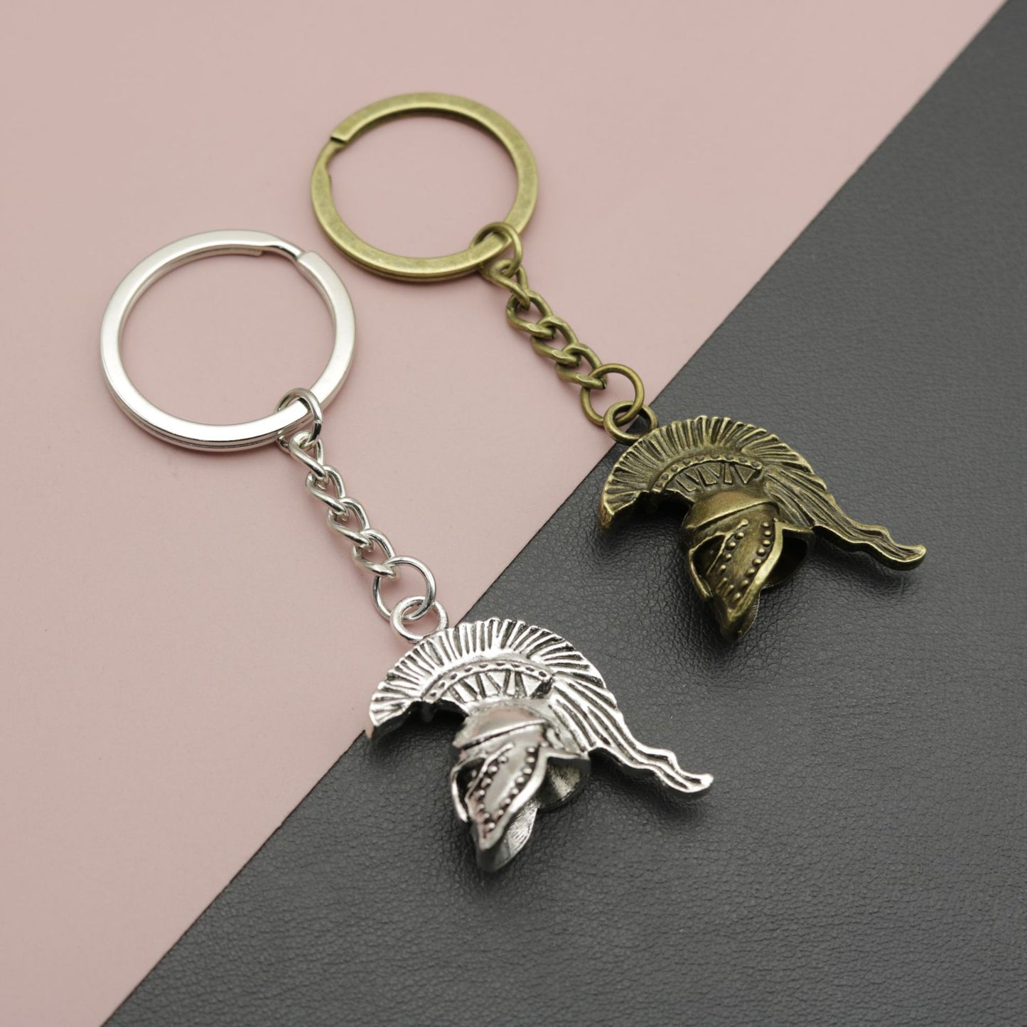 Metal Helmet Keychain Pendant | Bronze & Silver