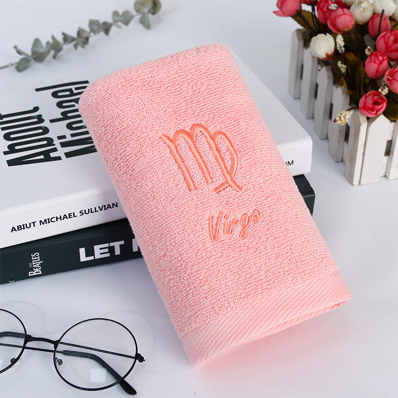 Zodiac Constellation Embroidered Cotton Towel | All 12 Star Signs | 2 Sizes