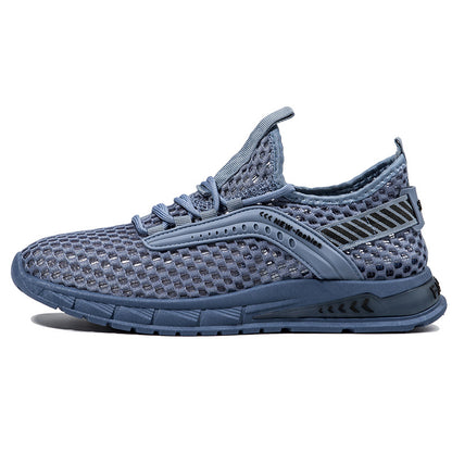 Breathable Mesh Low-Top Sports Casual Trainers - Lace-Up Rubber Sole