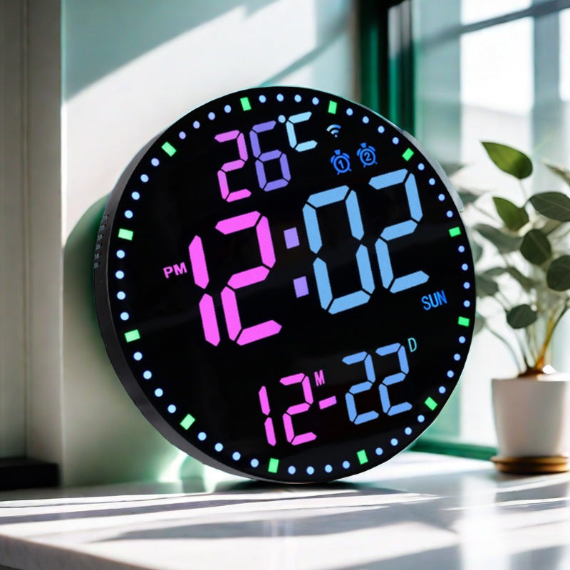 Smart WiFi LED Wall Clock with RGB Lighting & Alarm