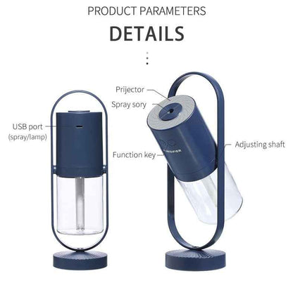 USB Air Humidifier with Projection Night Light – Portable Ultrasonic Mist Maker