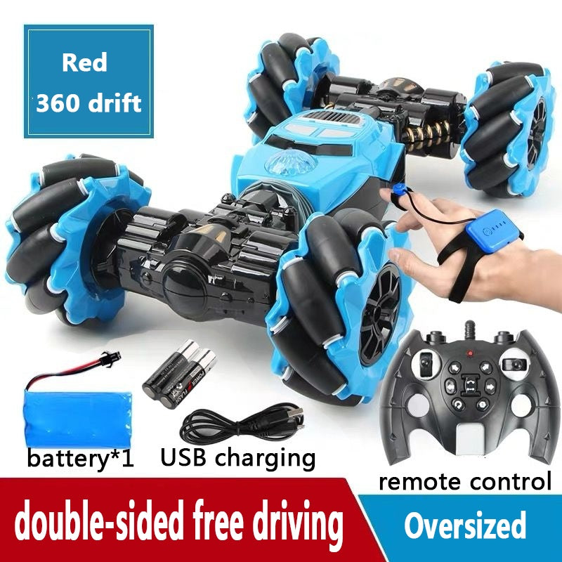 RC Stunt Twist Car - One-Key Deformation Special Effects Drift Rechargeable Blue Red