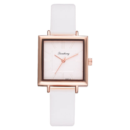 Women's Square Bracelet Quartz Watch | Crystal Leather Strap Dress Watch in 7 Colours