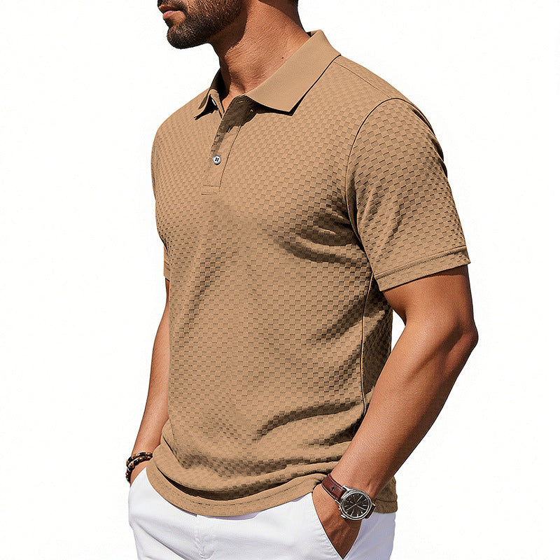 Men's Plaid Collared Polo Shirt | Breathable Short Sleeve