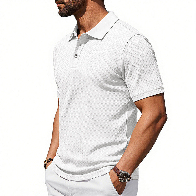 Men's Plaid Collared Polo Shirt | Breathable Short Sleeve
