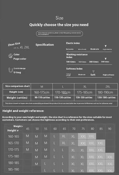Men's Viscose U-Convex Boxer Briefs – Thin Breathable Mid-Waist White & Gray