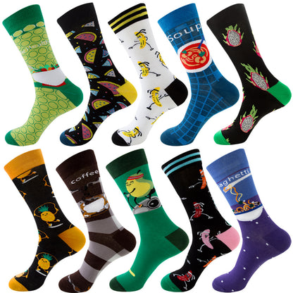 Men's Cotton Socks – 10 Pairs Mid-Calf Patterned Socks EU 39-45 23 Designs