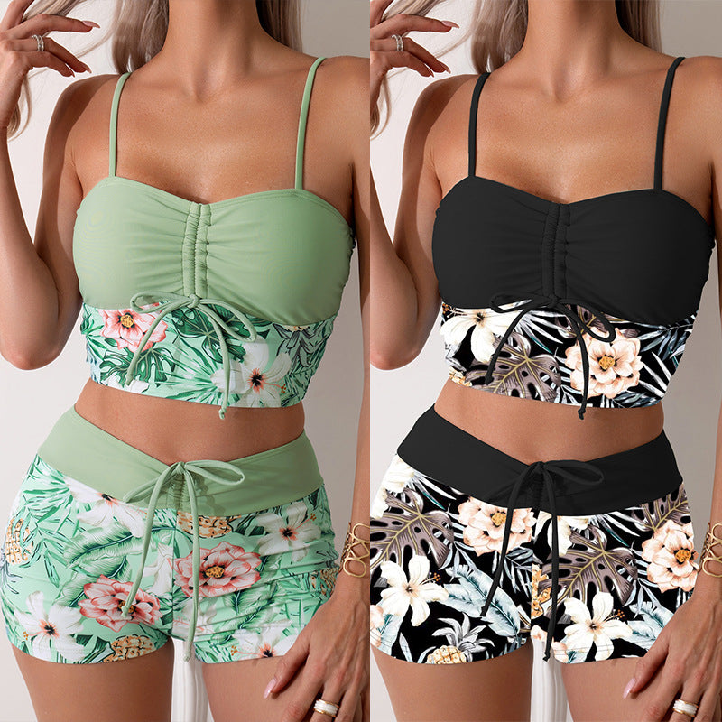 Women's High Waist Drawstring Bikini Set | Backless Two-Piece