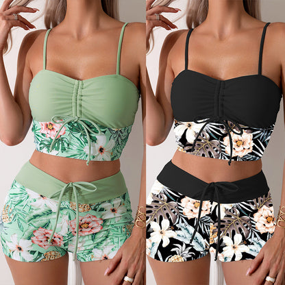 Women's High Waist Drawstring Bikini Set | Backless Two-Piece