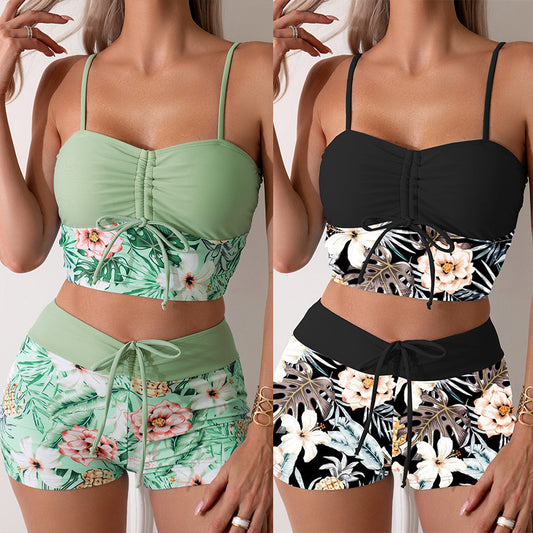 Women's High Waist Drawstring Bikini Set | Backless Two-Piece